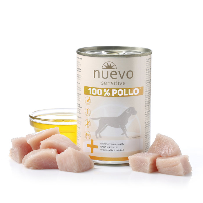 Lata Perro SENSITIVE: 100% Pollo, NUEVO, 400 g