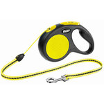 flexi New CLASSIC Neon, Cuerda enrollable, S, 5 m, Negro-Neón