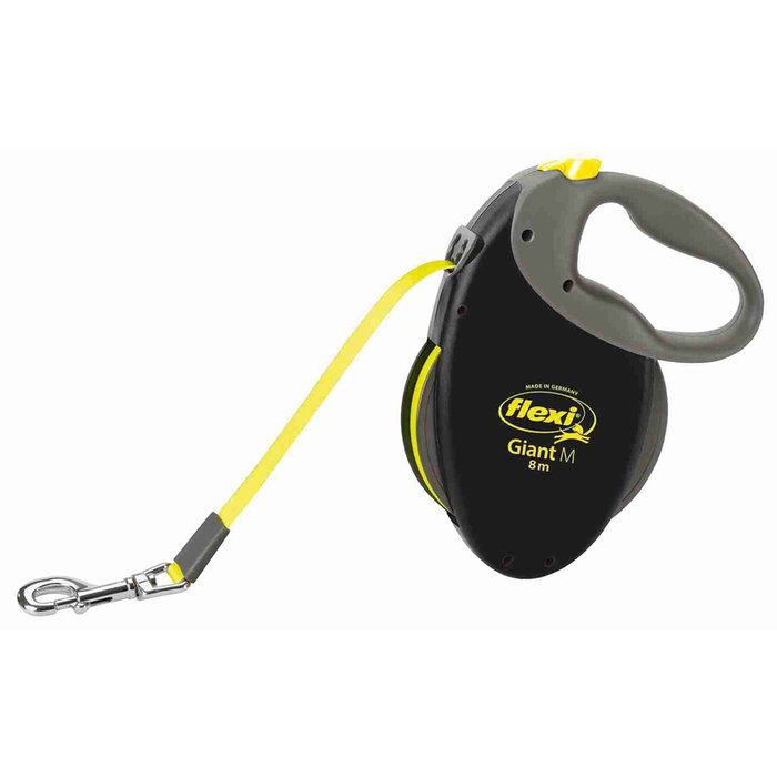 flexi NEON GIANT, M, 8 m, hasta 25 kg, Negro/Neón