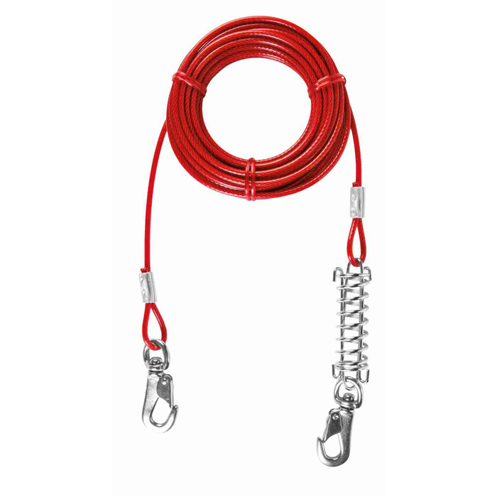 Cable plastificado con muelle, 8 m, Rojo