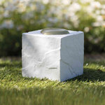 Memorial Stone cube with heart, 11 × 11 × 11 cm, white