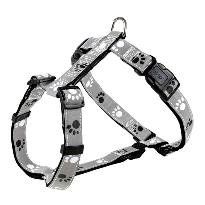 Arnés Silver Reflect, S-M, 40-65 cm/20 mm, Gris-Negro