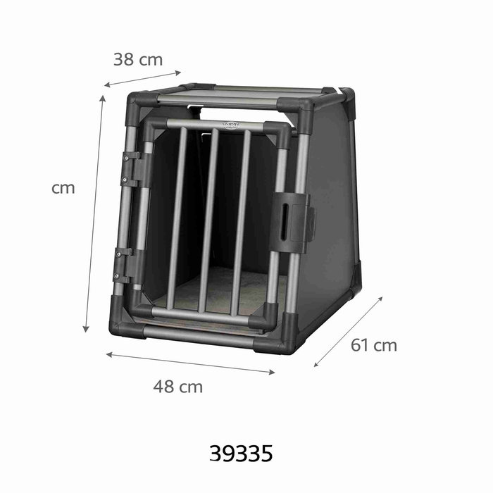 Jaula Transporte, Aluminio, M–L, 61 × 65 × 86 cm, Grafito