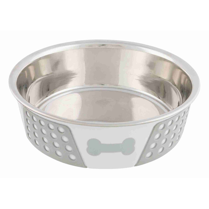 Stainless steel bowl with silicone, 0.4 l/ø 14 cm, white/grey