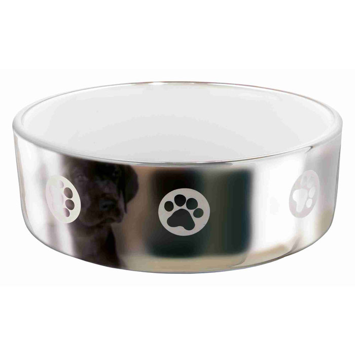 Ceramic bowl with motif, 0.3 l/ø 12 cm, silver/white
