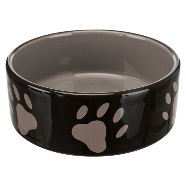 Ceramic bowl, with paw prints, 0.3 l/ø 12 cm, brown/cream