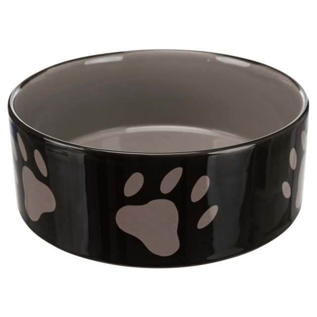 Ceramic bowl, with paw prints, 0.3 l/ø 12 cm, brown/cream
