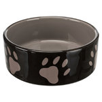 Ceramic bowl, with paw prints, 0.3 l/ø 12 cm, brown/cream