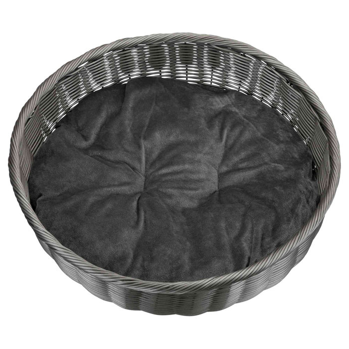 Basket with cushion, polyrattan, ø 50 cm, anthracite