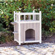Cat's Home with balcony, 45 × 65 × 45 cm, grey/white