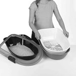 Berto XL cat litter tray, with separating system, 47 × 26 × 69 cm, anthracite/wh