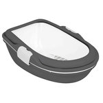 Berto XL cat litter tray, with separating system, 47 × 26 × 69 cm, anthracite/wh