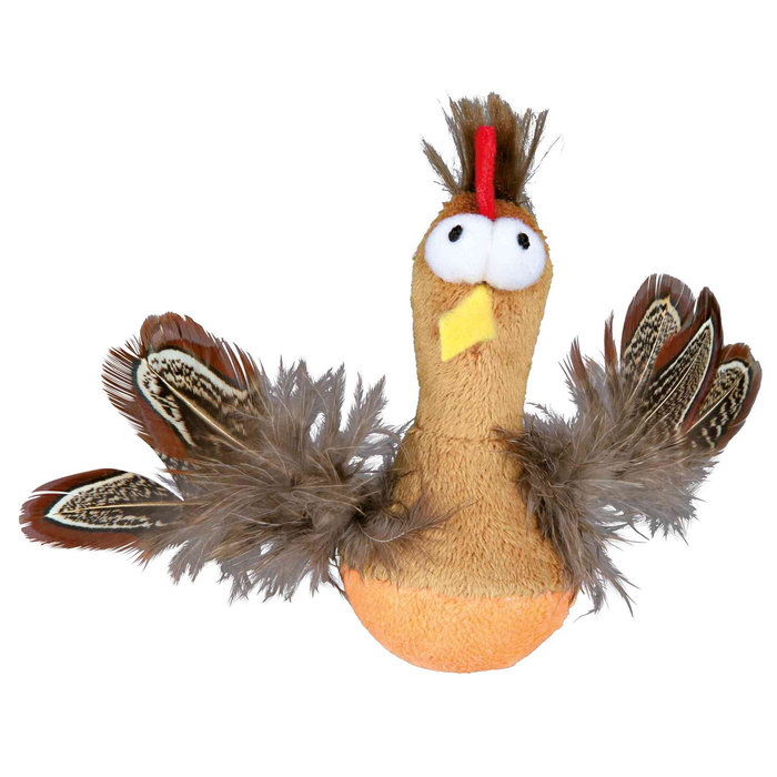 Bobo chicken with feathers and sound, plush, 10 cm