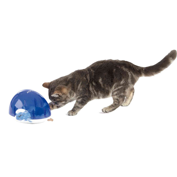 Cat Activity Snack Box, 19 × 13 × 14 cm, white/blue