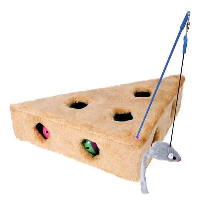 Cat's Cheese with playing rod and 3 toy balls, 36 × 8 × 26/26 cm