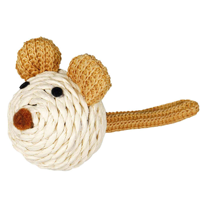 Mouse with rattle, paper yarn, 5 cm