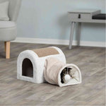 Ladina cuddly cave with tunnel, 32 × 32 × 40 cm, light grey/taupe
