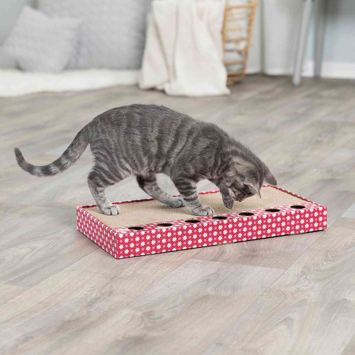 Scratching cardboard with toys, 48 × 25 cm, pink
