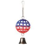 Lattice ball with chain and bell, 7 cm