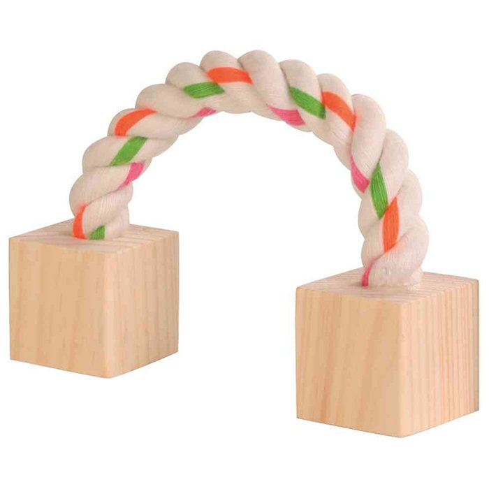 Playing rope with wood for small animals, 20 cm
