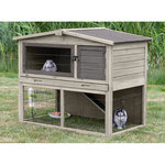 natura small animal hutch with outdoor run, 124 × 102 × 78 cm, grey/brown