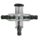 Cross connector with valve, transparent, ø 5 mm