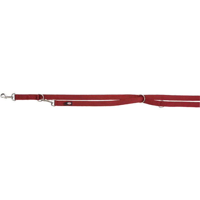 Premium adjustable leash, double, XS–S: 2.00 m/15 mm, burgundy