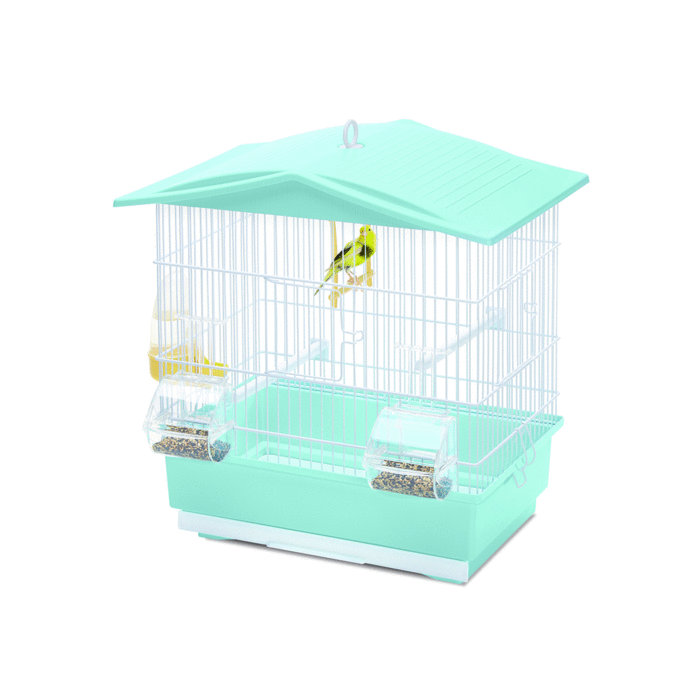 Jaula Pájaros TIFFANY, 42 x 26 x 42 cm, Blanco/Verde