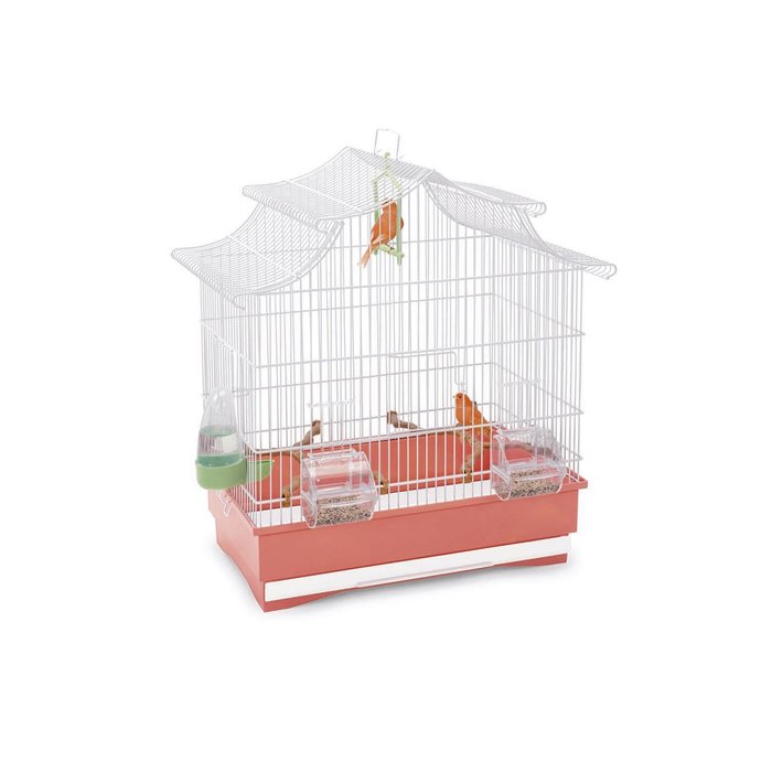 Jaula Pájaros PAGODA, 50 x 30 x 53 cm, Blanco/Gris
