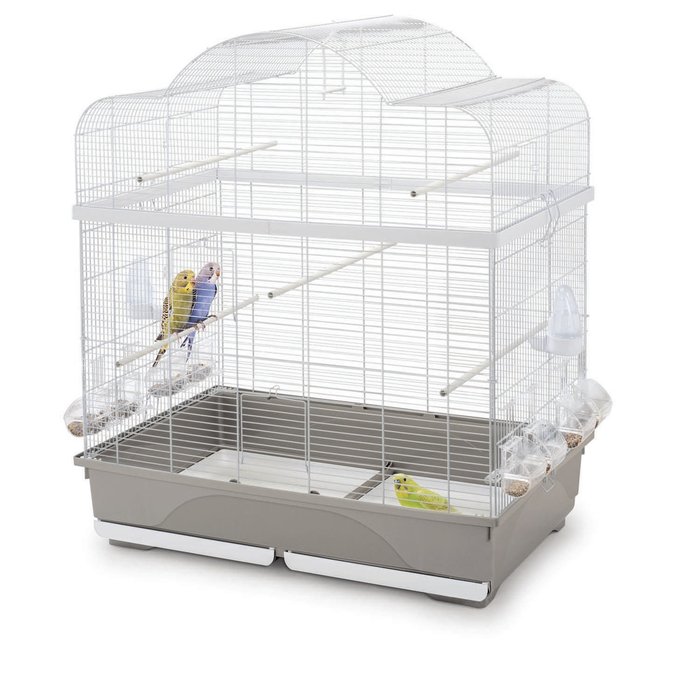 Jaula Pájaros GINEVRA, 80.5 x 49 x 94 cm, Blanco-Gris claro
