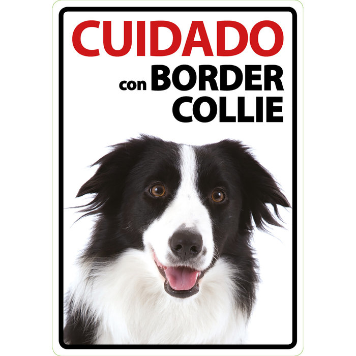Señal A5 'Cuidado con Border Collie', 14.8 x 21 cm, MAGNET & STEEL