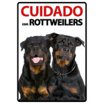 Señal A5 'Cuidado con Rottweilers', 14.8 x 21 cm, MAGNET & STEEL