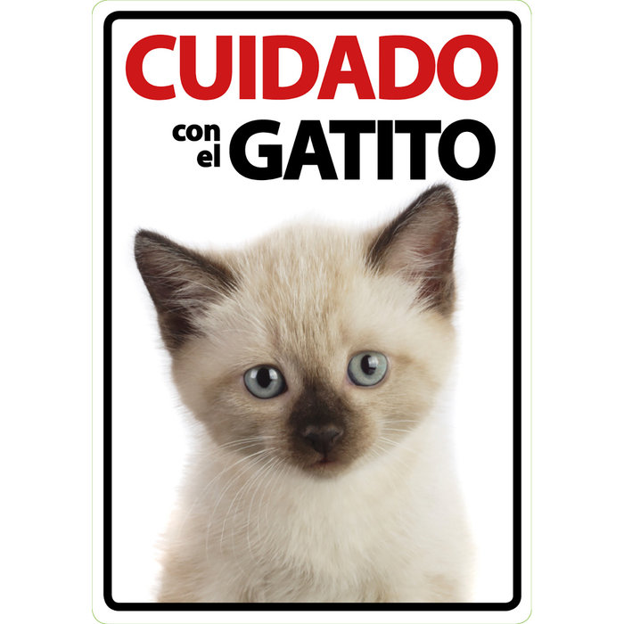 Señal A5 'Cuidado con el Gatito', 14.8 x 21 cm, MAGNET & STEEL
