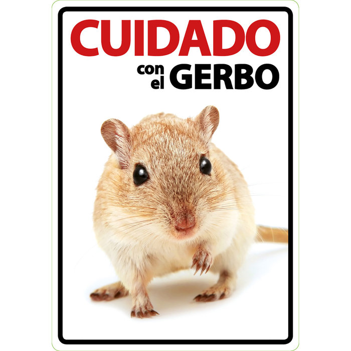 Señal A5 'Cuidado con el Gerbo', 14.8 x 21 cm, MAGNET & STEEL
