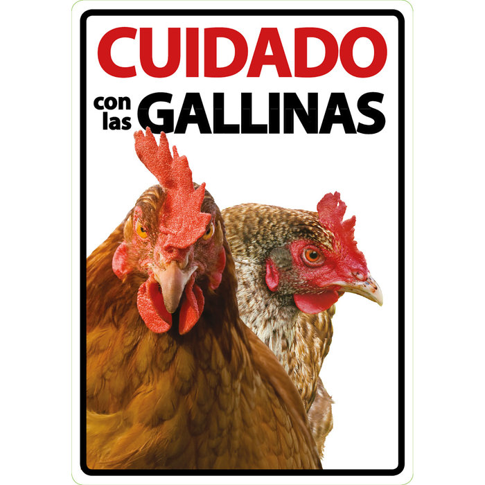 Señal A5 'Cuidado con las Gallinas', 14.8 x 21 cm, MAGNET & STEEL