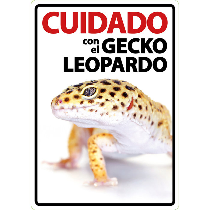 Señal A5 'Cuidado con el Gecko Leopardo', 14.8 x 21 cm, MAGNET & STEEL