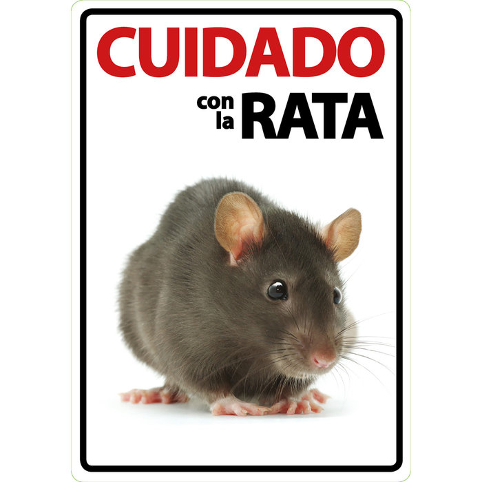 Señal A5 'Cuidado con la Rata', 14.8 x 21 cm, MAGNET & STEEL