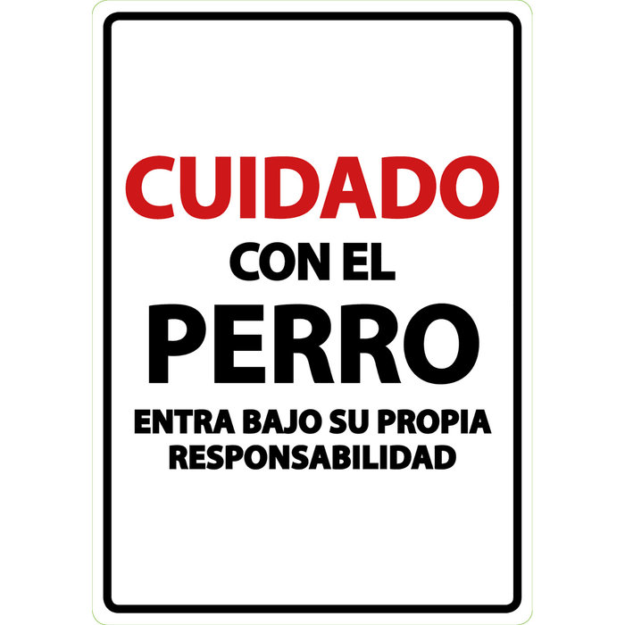Señal A5 'Cuidado con el Perro Entra Bajo su Propia Responsabilidad', 14.8 x 21 cm, MAGNET & STEEL