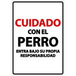 Señal A5 'Cuidado con el Perro Entra Bajo su Propia Responsabilidad', 14.8 x 21 cm, MAGNET & STEEL