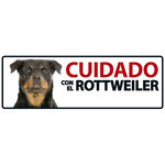 Señal Horizontal 'Cuidado con el Rottweiler', 30 x 10.3 cm, MAGNET & STEEL