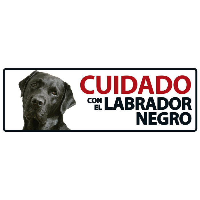 Señal Horizontal 'Cuidado con el Labrador Negro', 30 x 10.3 cm, MAGNET & STEEL