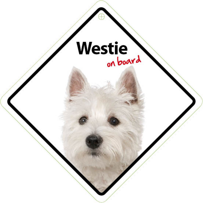 Señal con Ventosa 'Westie on Board', 14 x 14 cm, MAGNET & STEEL (adviento-1)