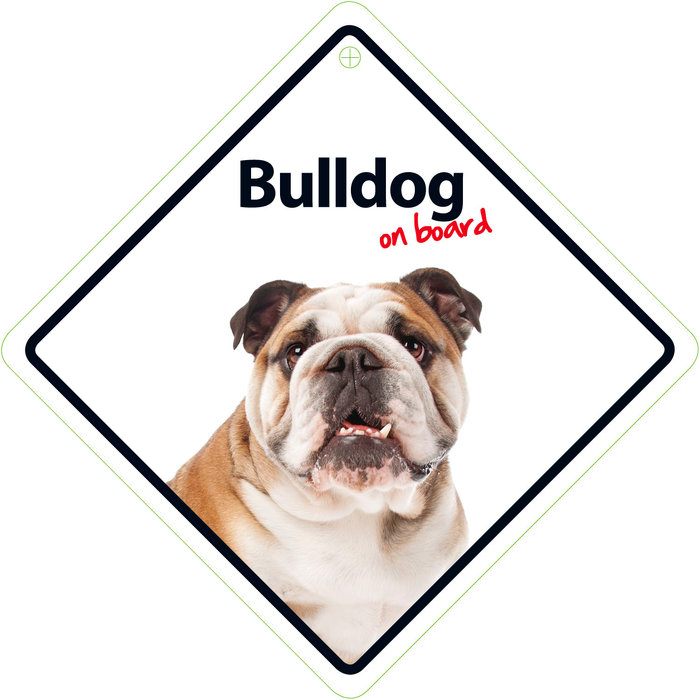 Señal con Ventosa 'Bulldog on Board', 14 x 14 cm, MAGNET & STEEL