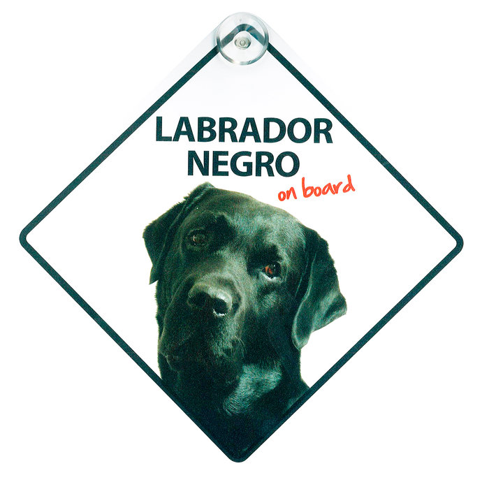 Señal con Ventosa 'Labrador Negro on Board', 14 x 14 cm, MAGNET & STEEL