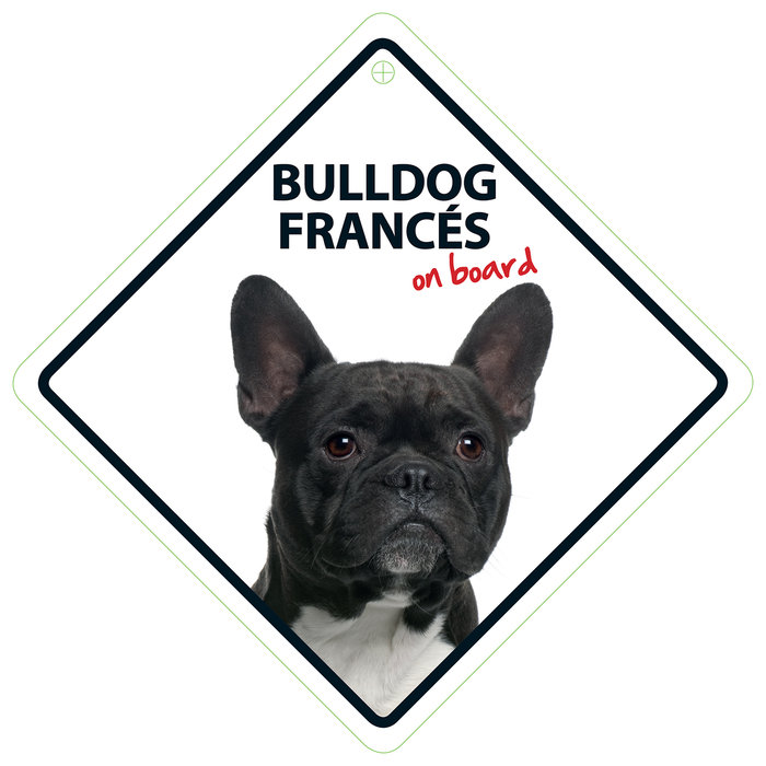 Señal con Ventosa 'Bulldog Francés on Board', 14 x 14 cm, MAGNET & STEEL