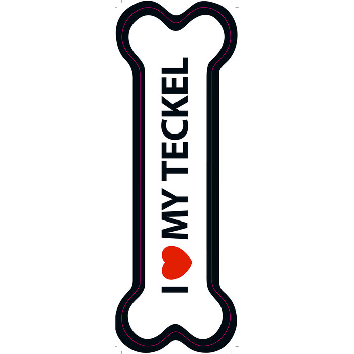 Señal-Hueso Magnético 'I Love my Teckel', 15.5 x 5 cm, MAGNET & STEEL