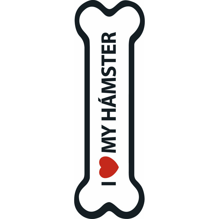Señal-Hueso Magnético 'I Love my Hámster', 15.5 x 5 cm, MAGNET & STEEL