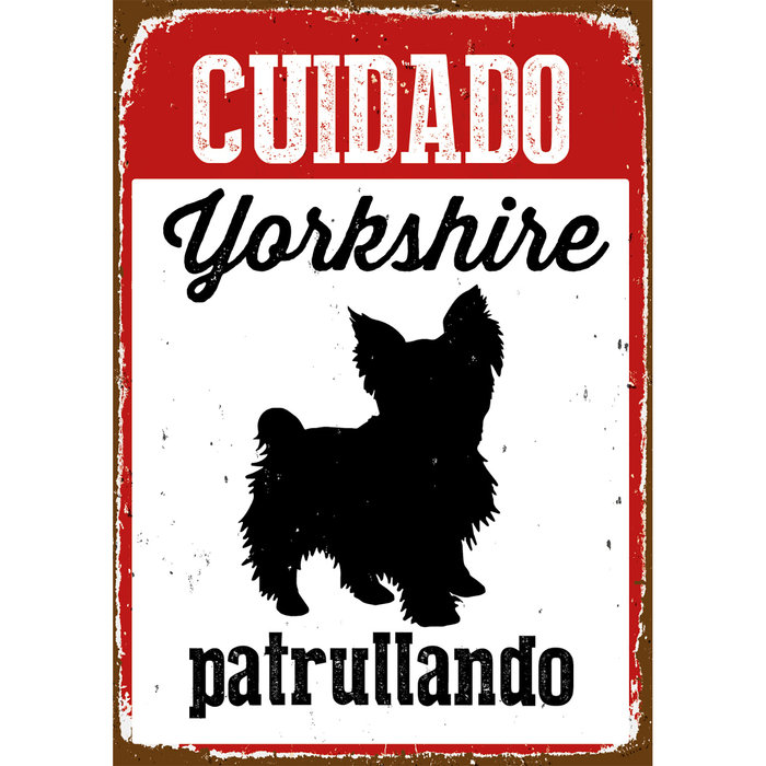 Señal A5 Metálica 'Cuidado Yorkshire Patrullando', 14.8 x 21 cm, MAGNET & STEEL