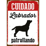 Señal A5 Metálica 'Cuidado Labrador Patrullando', 14.8 x 21 cm, MAGNET & STEEL