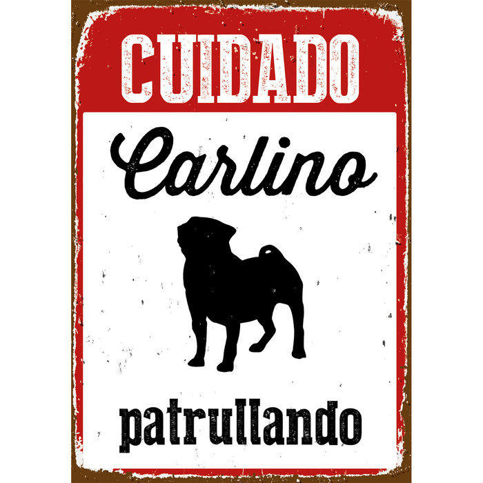 Señal A5 Metálica 'Cuidado Carlino Patrullando', 14.8 x 21 cm, MAGNET & STEEL